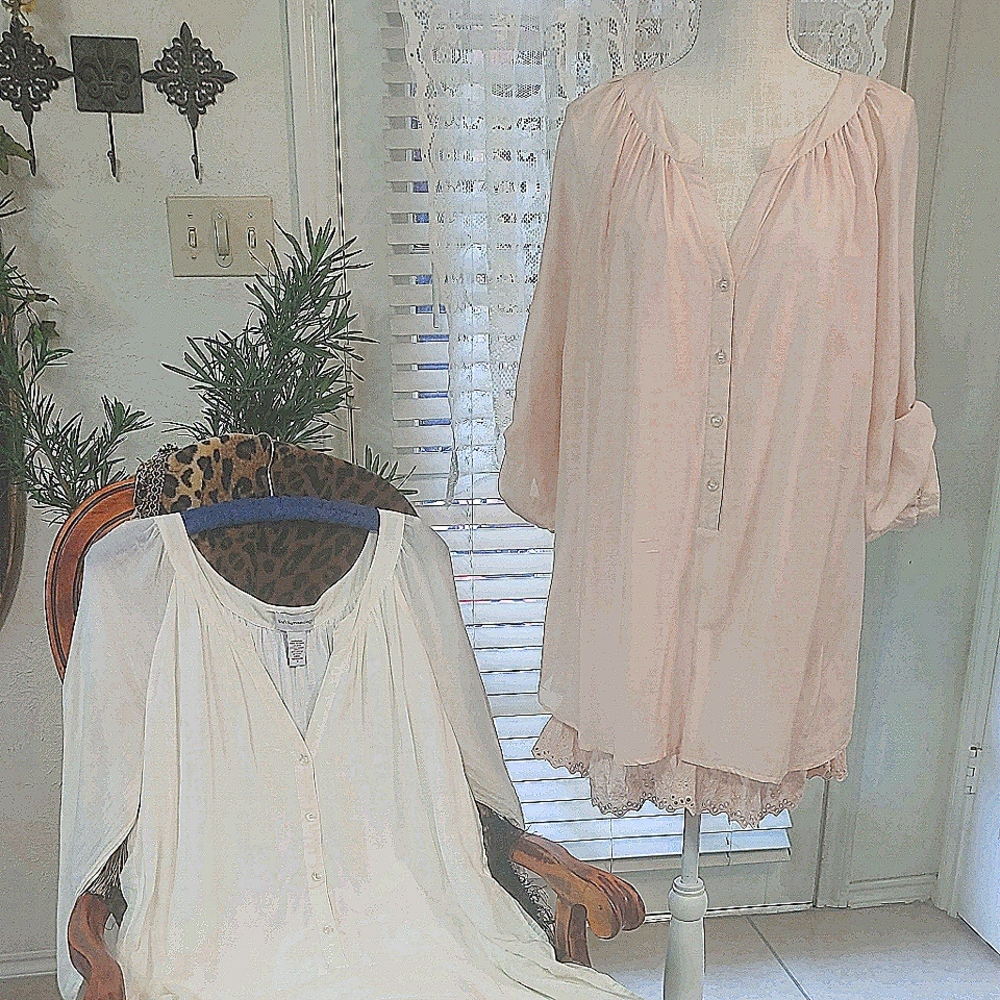 Soft Surroundings Lace Trim Blouse